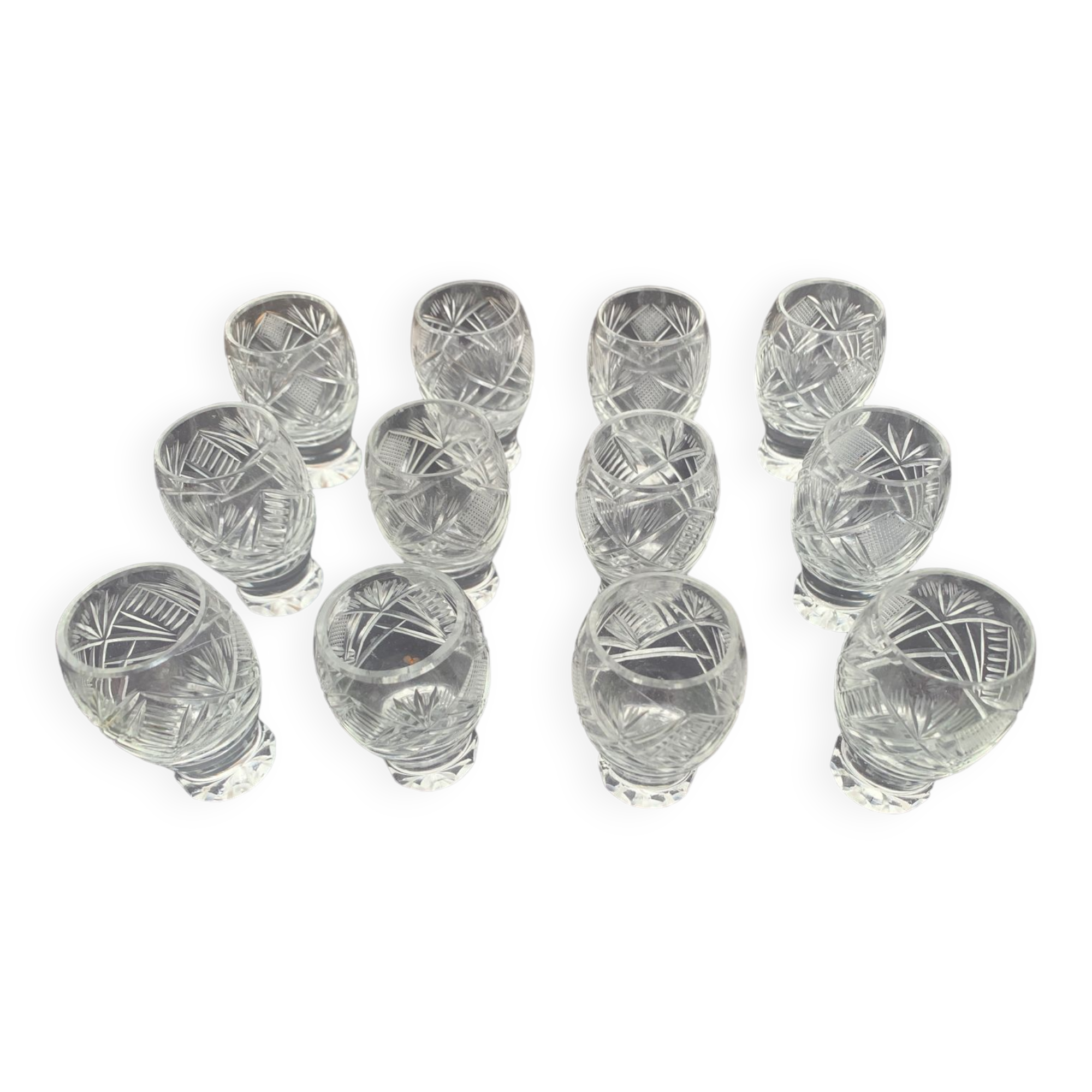 12 St Louis crystal liqueur goblets/glasses, 19th century
