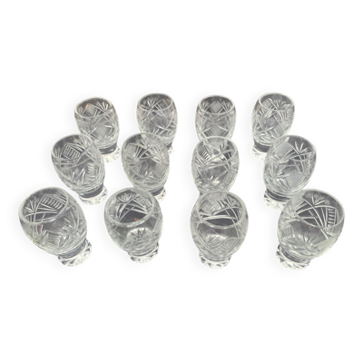 12 gobelets/verres a liqueurs en cristal st louis epoqie 19 eme