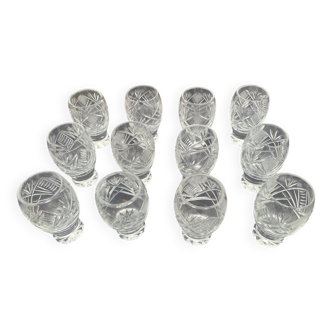 12 St Louis crystal liqueur goblets/glasses, 19th century