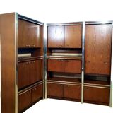 Scandinavian furniture in two modules in stained ash and chromed metal circa 1960