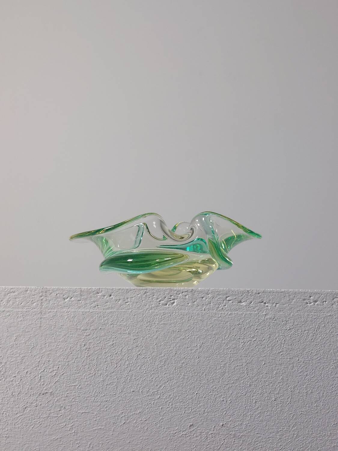 Vintage mid-century artisanal glass catchall.