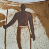 Two terracotta bowls with ethnic decoration and vintage signature.