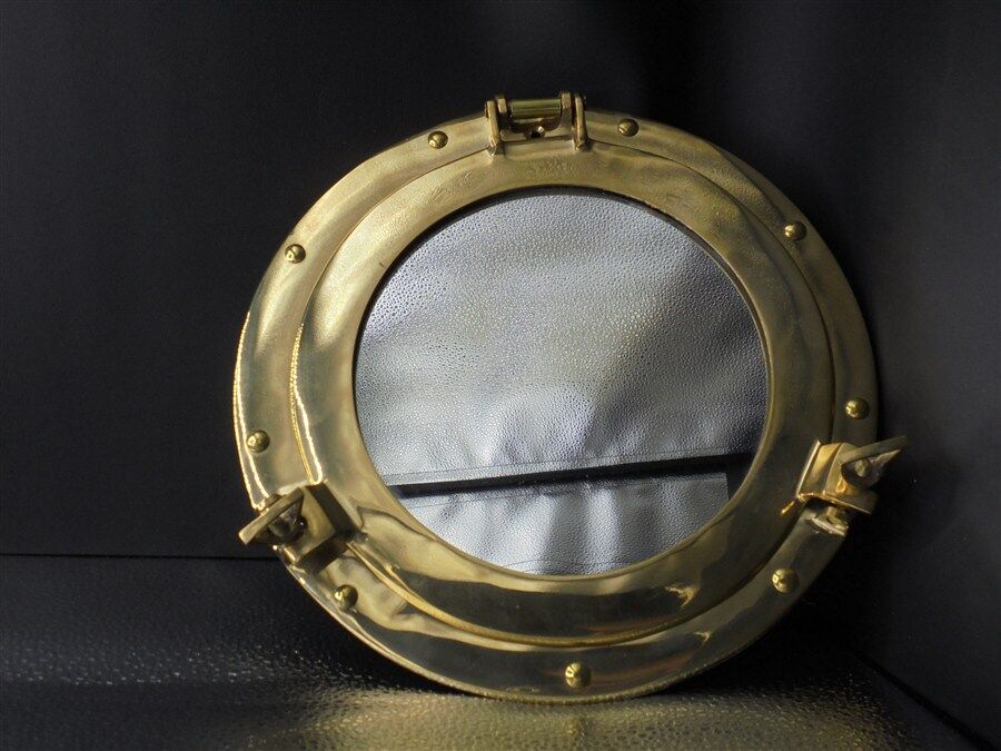 Brass porthole mirror 28,5x28,5cm