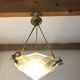 Art Deco Chandelier/Ceiling Light/Cast Glass Pyramid Shape & Angelo Frame