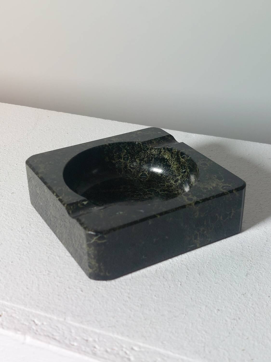 Vintage handmade ashtray in black marble