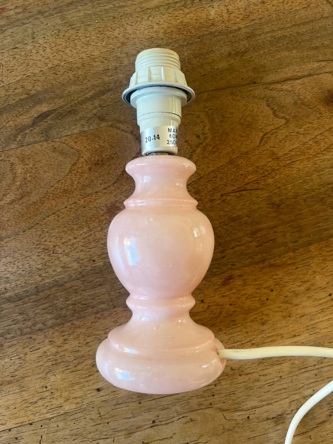 Antique lamp base in rose quartz