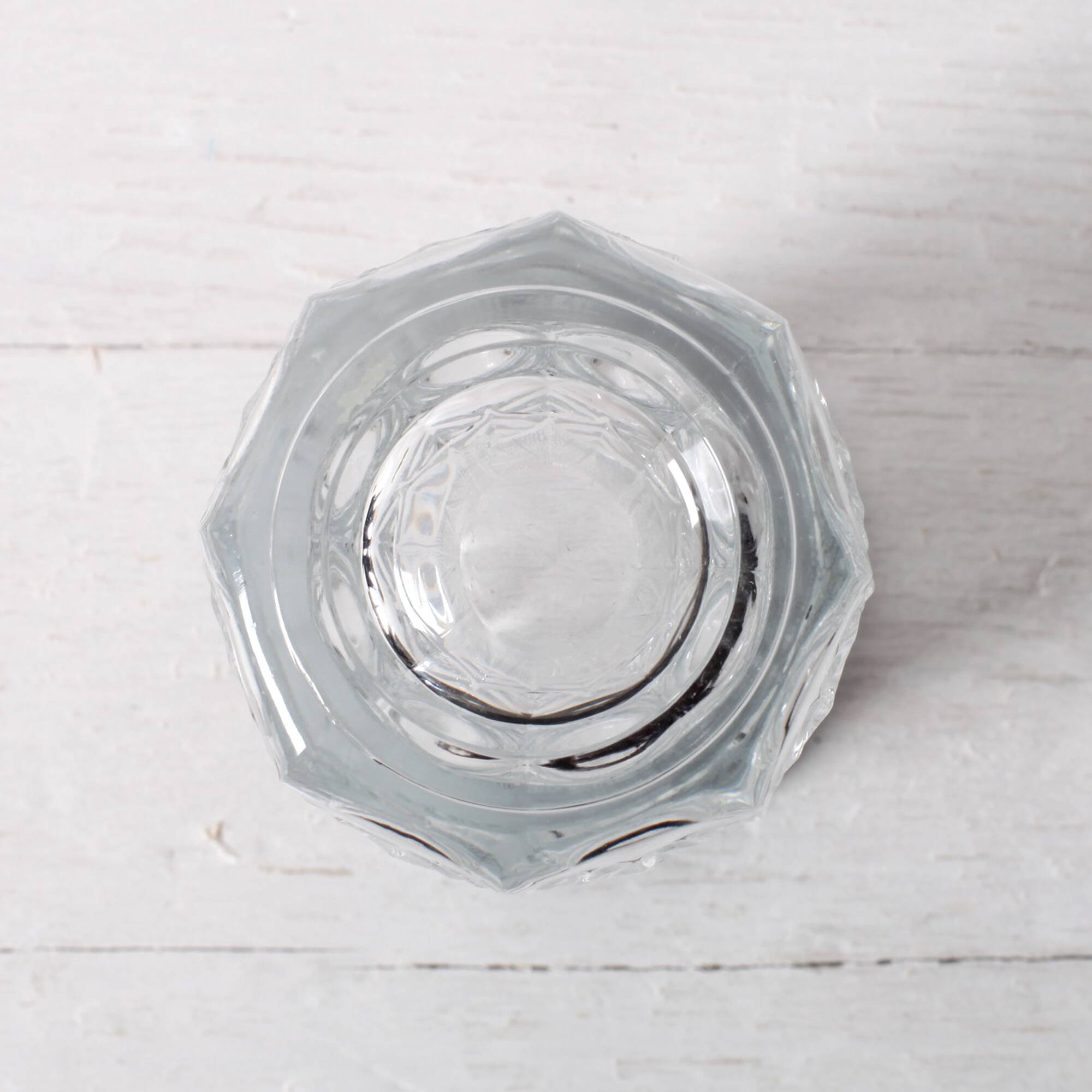 Small Vase / Vintage Clear Leaf Pattern Textured Glass Flower Vase Fidenza