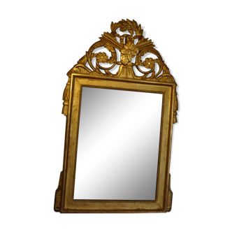 18th century Louis XVI mirror in gilded carved wood 67 x 111 cm