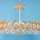 Brass and crystal chandelier designed by Sciolari for Palwa, Germany, 1970s.
