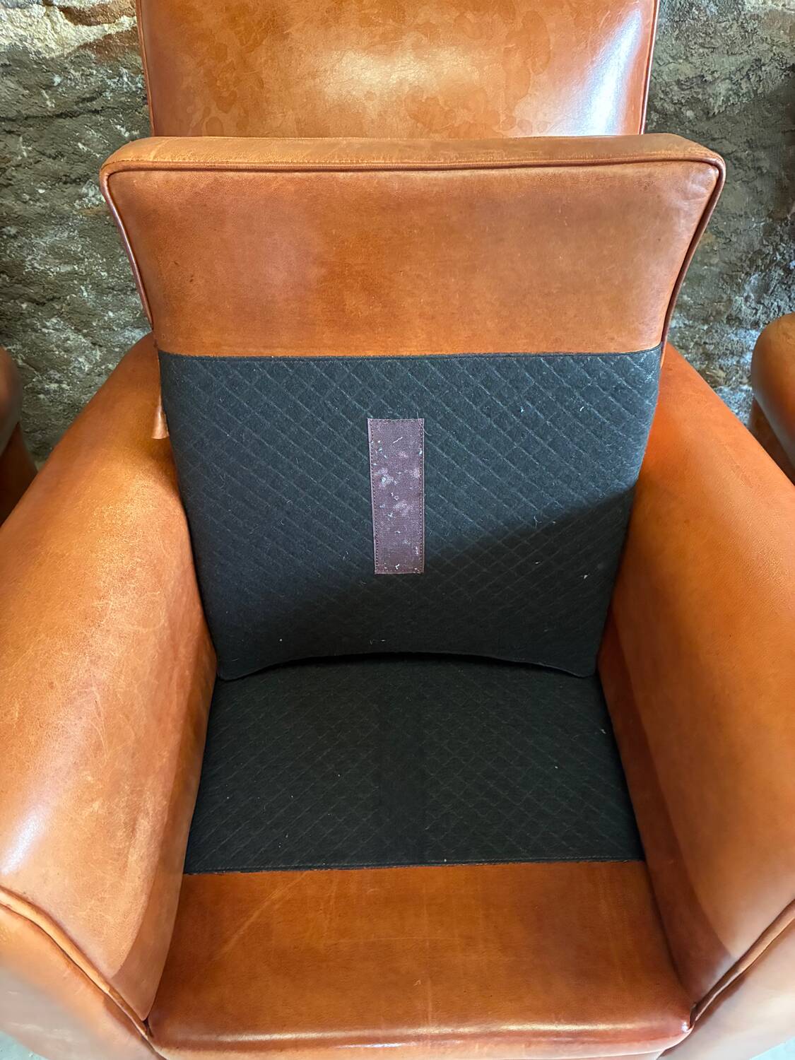 Lot de 4 fauteuils club, Cognac