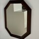 Vintage brown wooden octagonal mirror 58x48