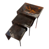 Nesting tables in plexiglass with tortoiseshell pattern from the 1970s.