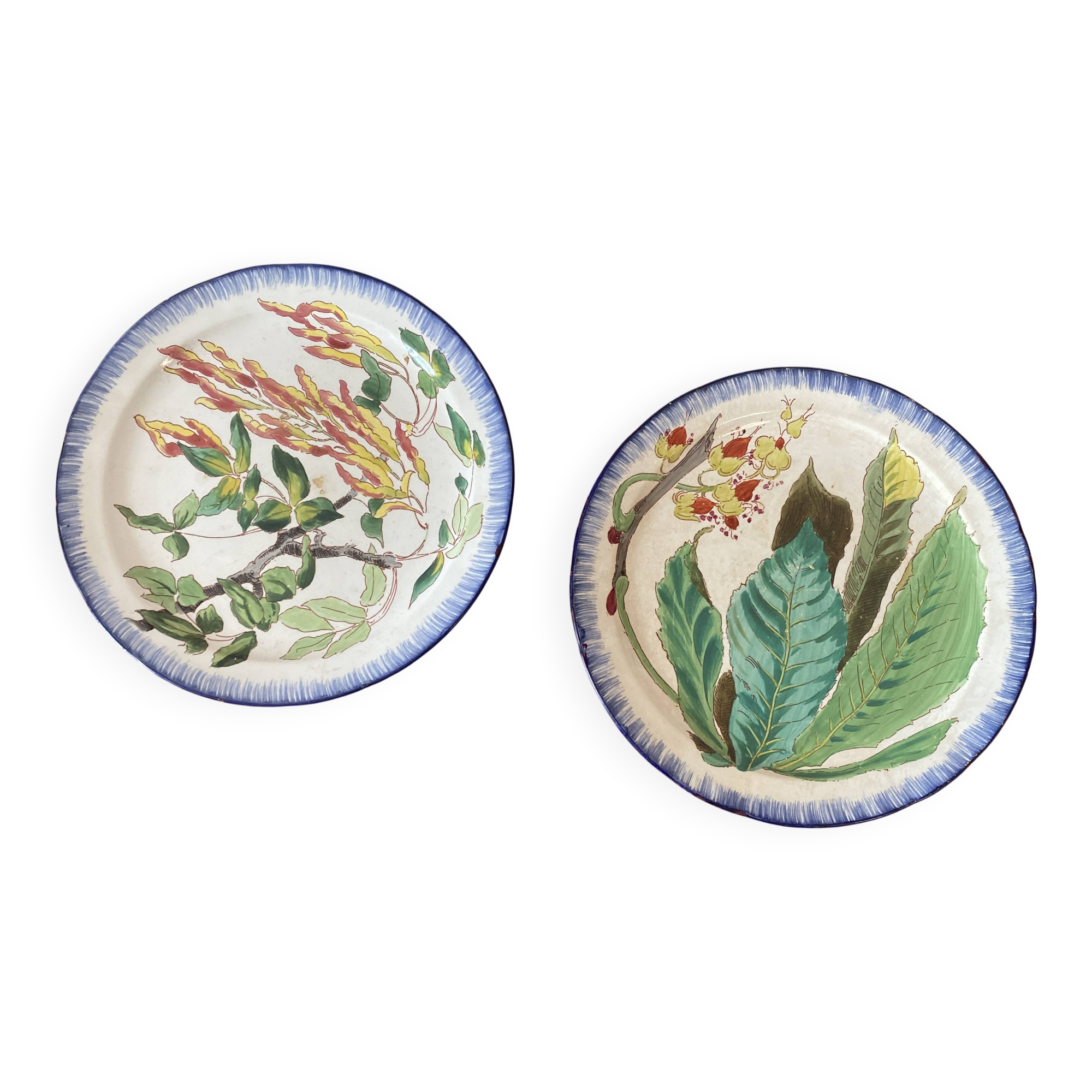 2 assiettes plates faïence émaillée Choisy le Roi Escalier de Cristal