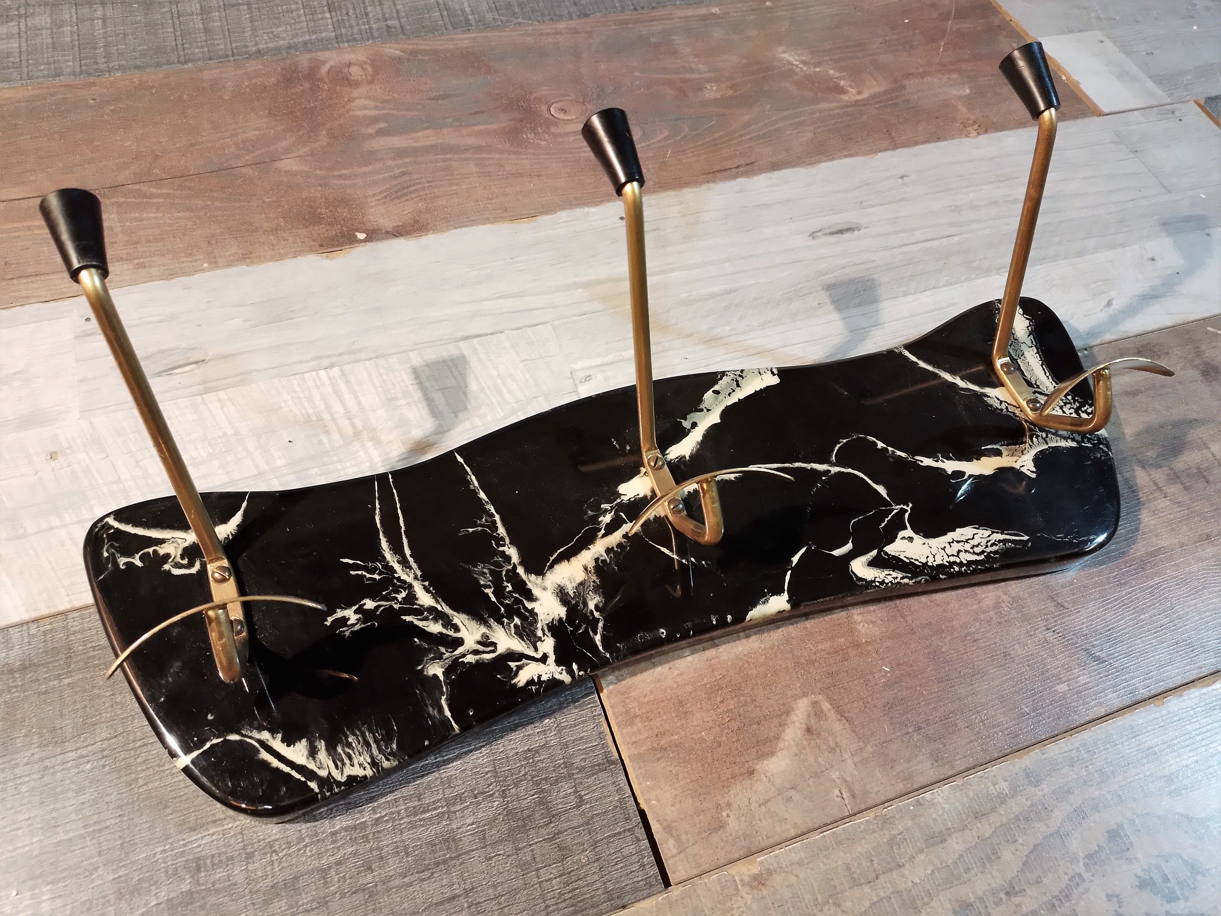 Wall coat rack "Marble" 1950s