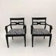 Art Deco Armchairs in Black Lacquer and Black-Creme Fabric, 1925