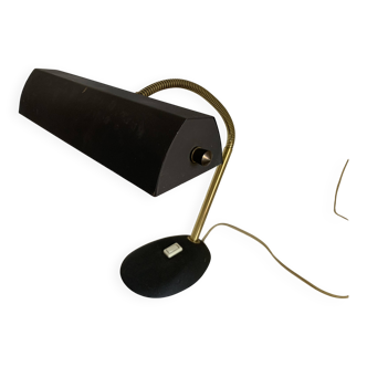 Vintage 1960s black and gold Aluminor banker's desk lamp - 45cm