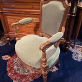 18th century Louis XVI green velvet cabriolet armchair