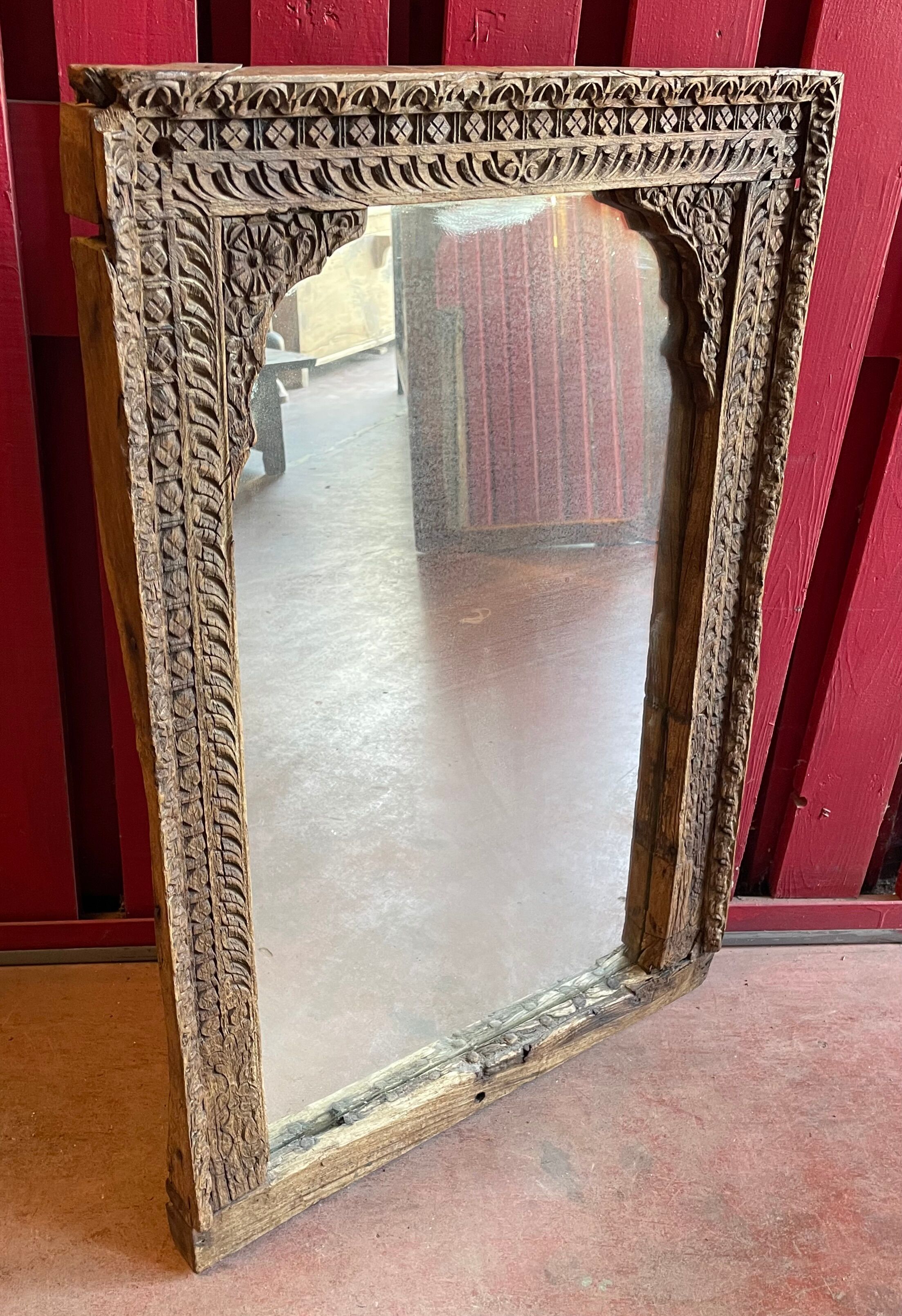 Miroir en bois de Teck 18éme, Inde Rajasthan