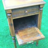 Small old walnut bedside table With drawer and knocking door.