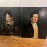 Duo portraits of a young couple painting on oil