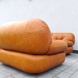 2 fauteuils en cuir cognac Sapporo, Mobil Girgi Italie