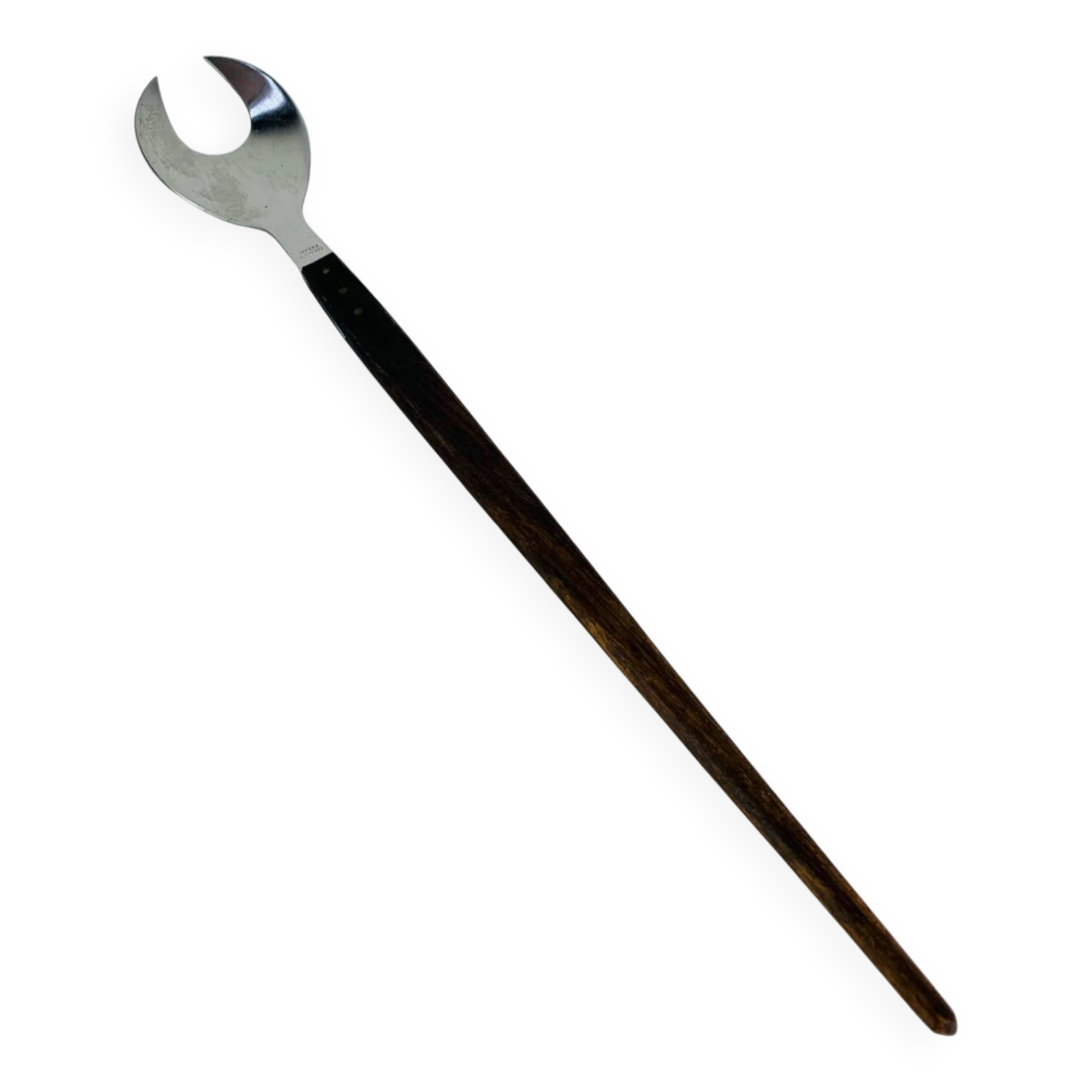 Scandinavian style service cutlery in teak and stainless steel