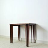 Scandinavian Modern Rosewood Nesting Tables with Drumstick Legs