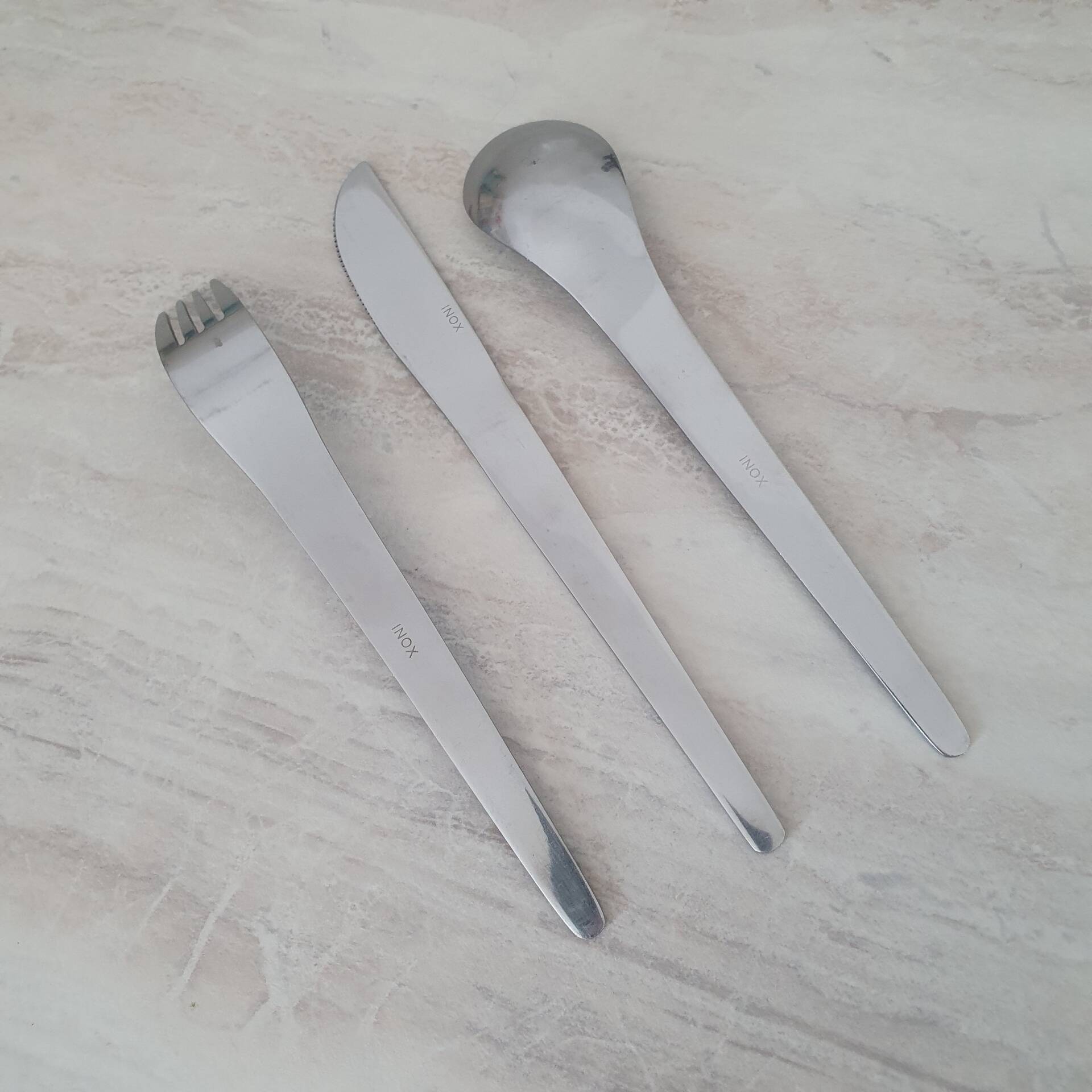 Set of 3 stainless steel cutlery Space Age