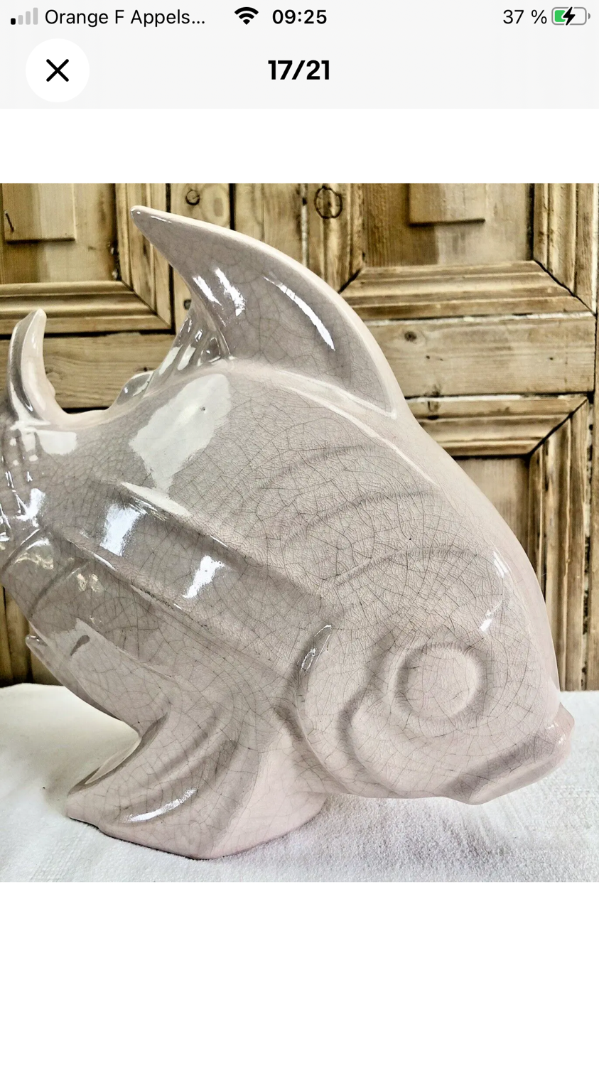 Cracked ceramic fish Art Deco Le Jan