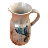 1960s Glazed terracotta pitcher with floral decoration