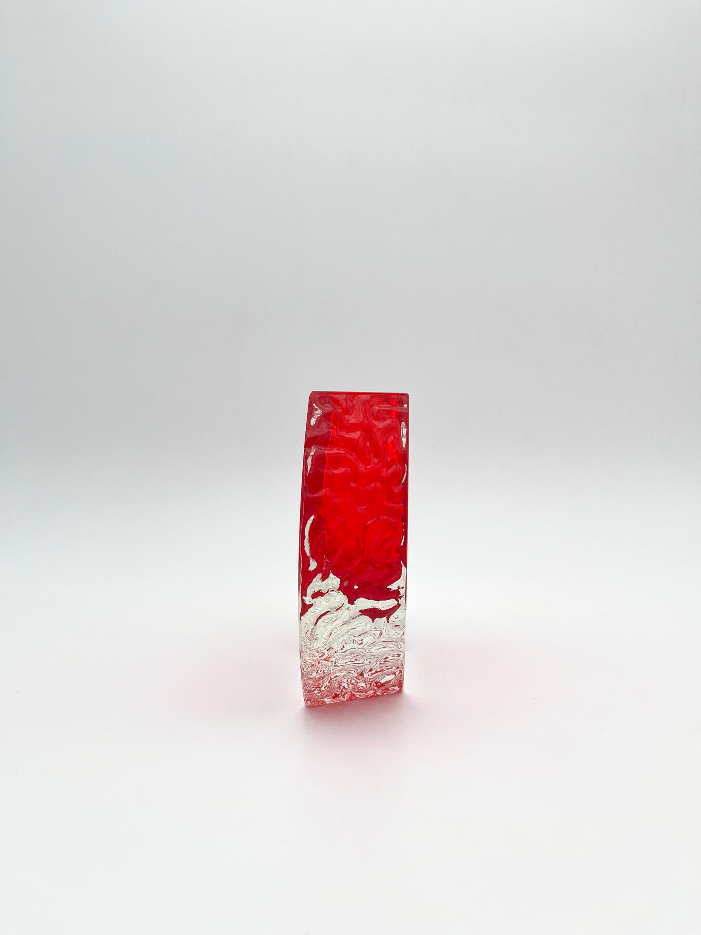 Mandruzzato Murano Vase Sommerso Red Textured Labelled 70s Design