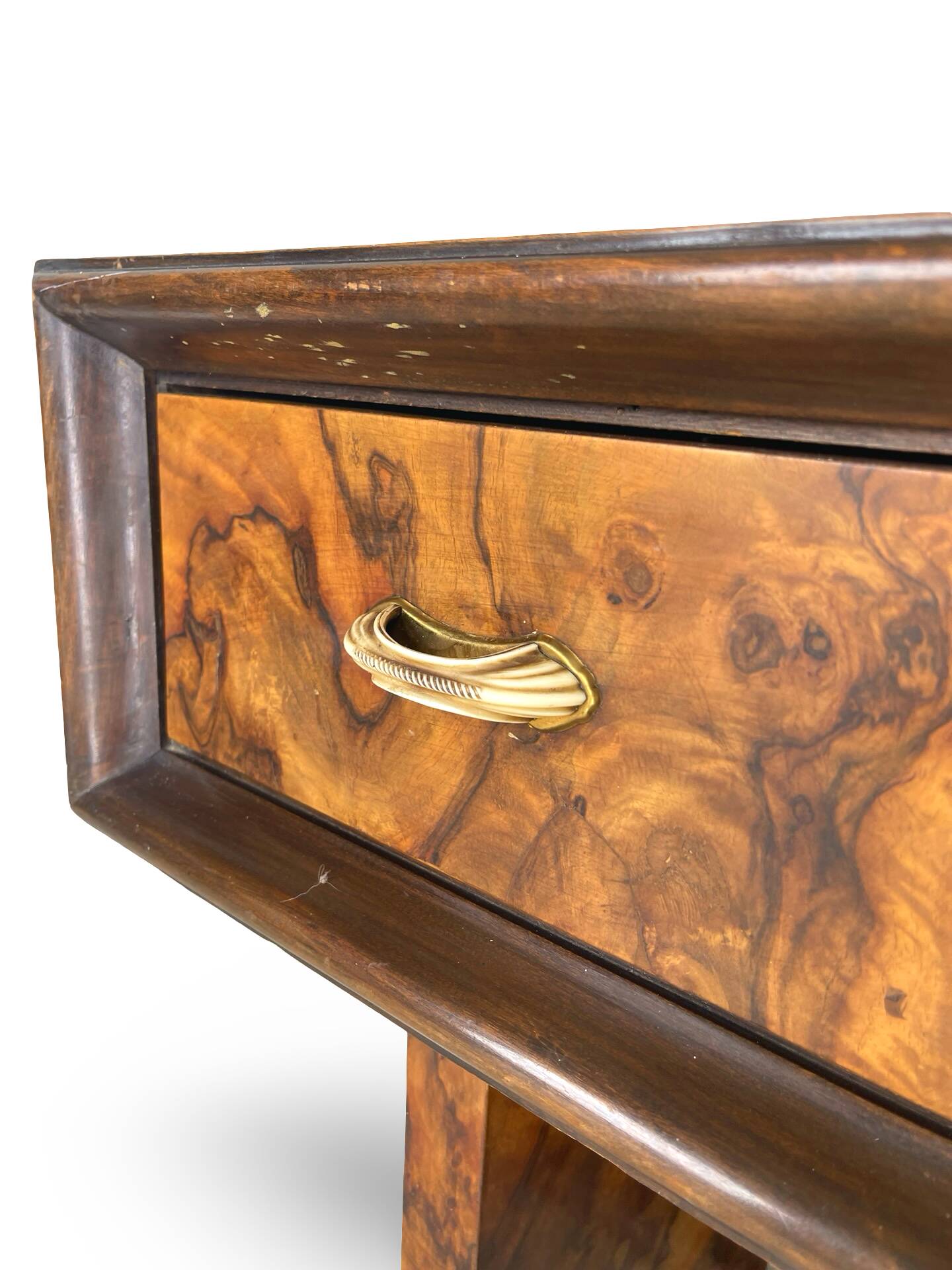 Italian burl walnut art deco console table, 1930s.
