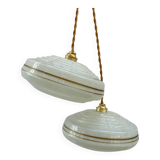 Pair of Art Deco Clichy glass pendant lights
