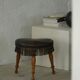 Danish oak tripod stool from the early 20th century with leather fringe, 1930s.