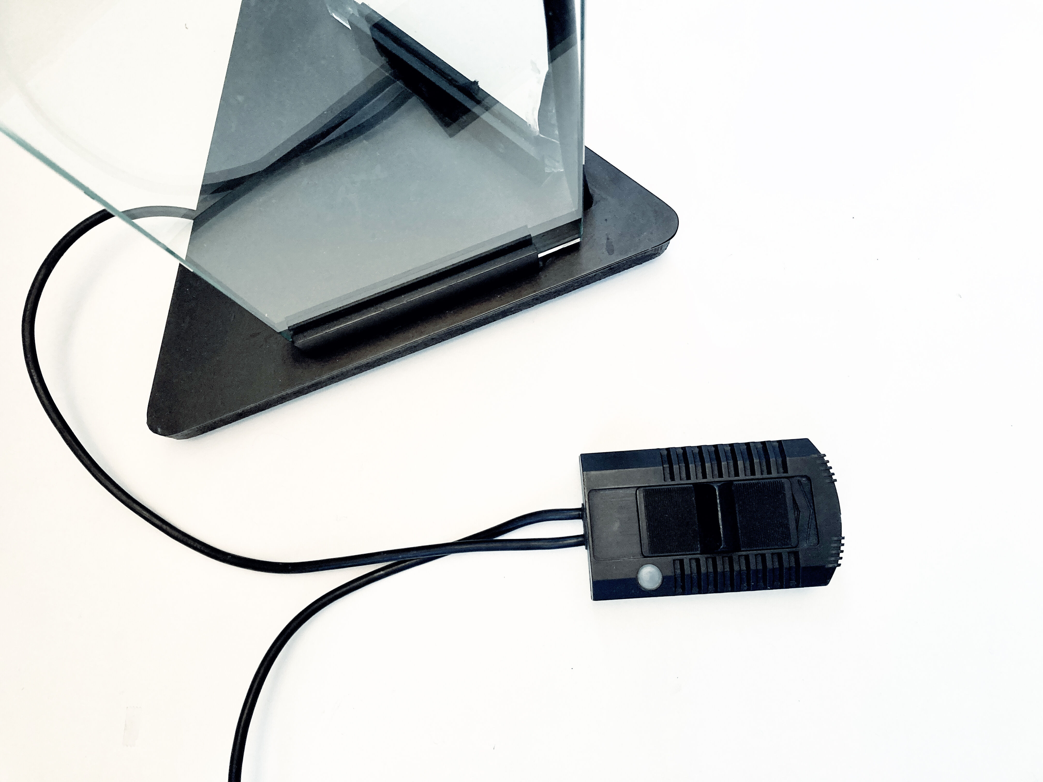 halogen floor lamp glass and metal 1980