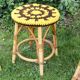 4 tabourets en rotin et housses en crochet