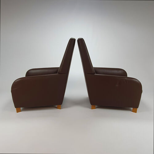 Ensemble de 2 chaises longues en cuir italien de Molinari, années 1990