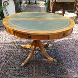 Leather pedestal table