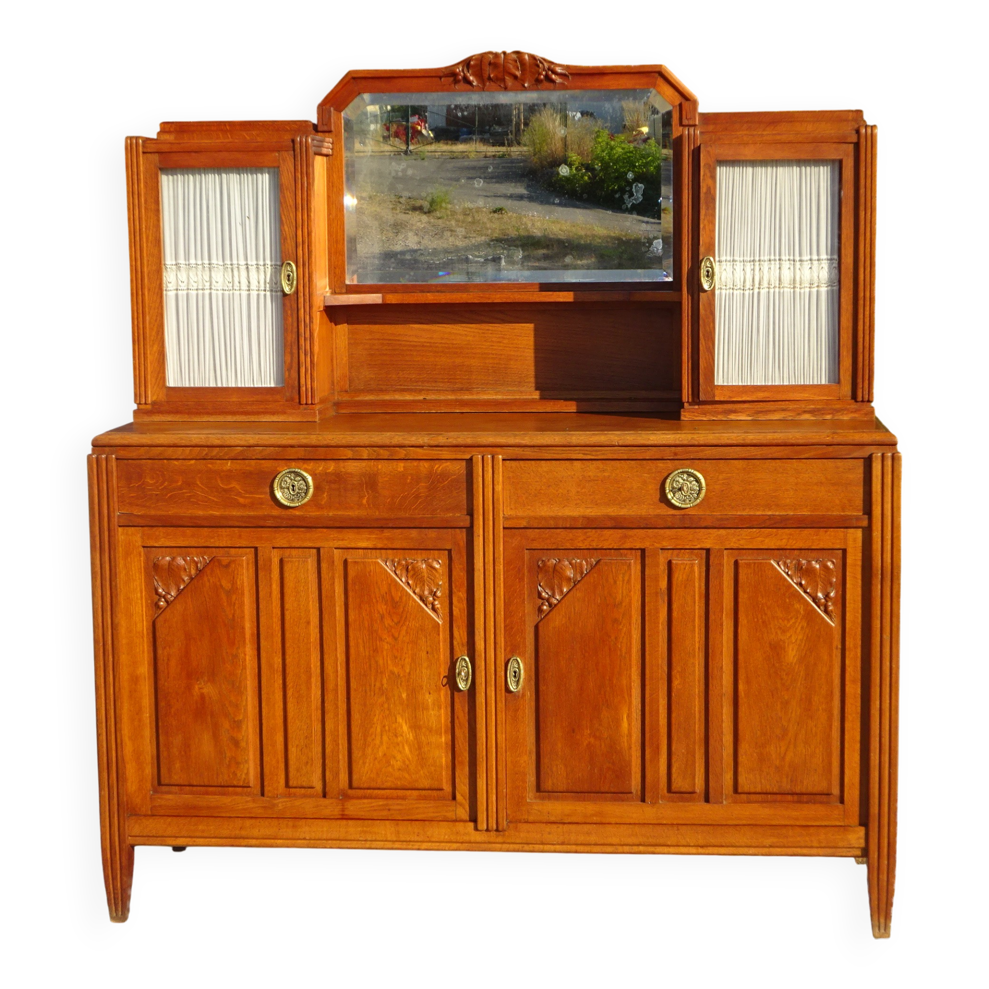 Buffet Art Déco avec guérites et miroir