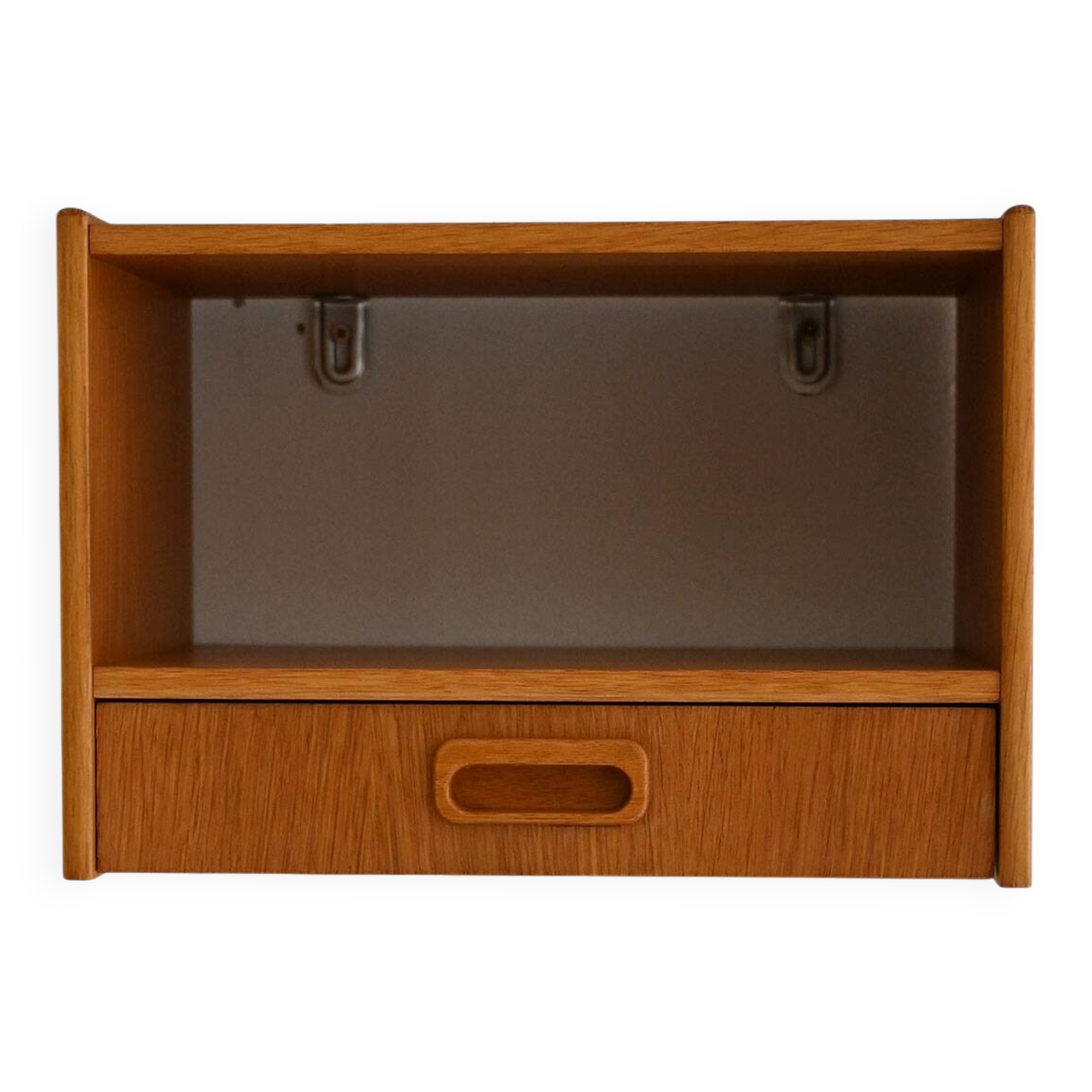 1960s Scandinavian oak wall-mounted nightstand