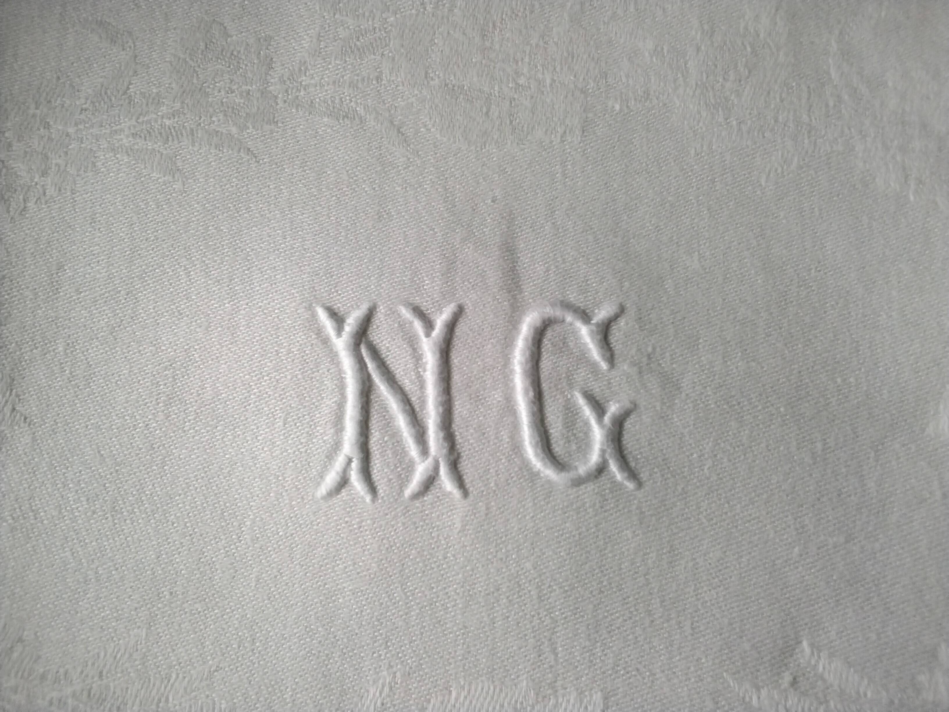 6 old damask linen napkins NG 67 x 76 cm