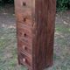 Chiffonnier commode haute bois massif éxotique palissandre 5 tiroirs