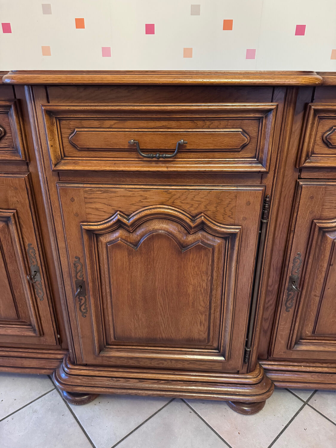 Rustic style low buffet with 3 doors