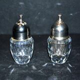 Lot of 2 salt shakers in cut crystal from SWAROVSKI Salt Pepper vintage signed