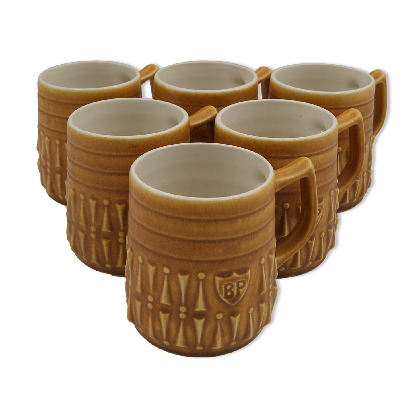 Série 6 mugs céramique BP vintage