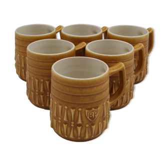 Série 6 mugs céramique BP vintage