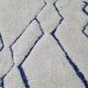 Handmade Beni Ourain Berber Rug with Blue Diamond Lines Pattern – 250x150 cm