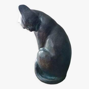 Statue animale de chat a patine verte par Austin sculpture de klara severs