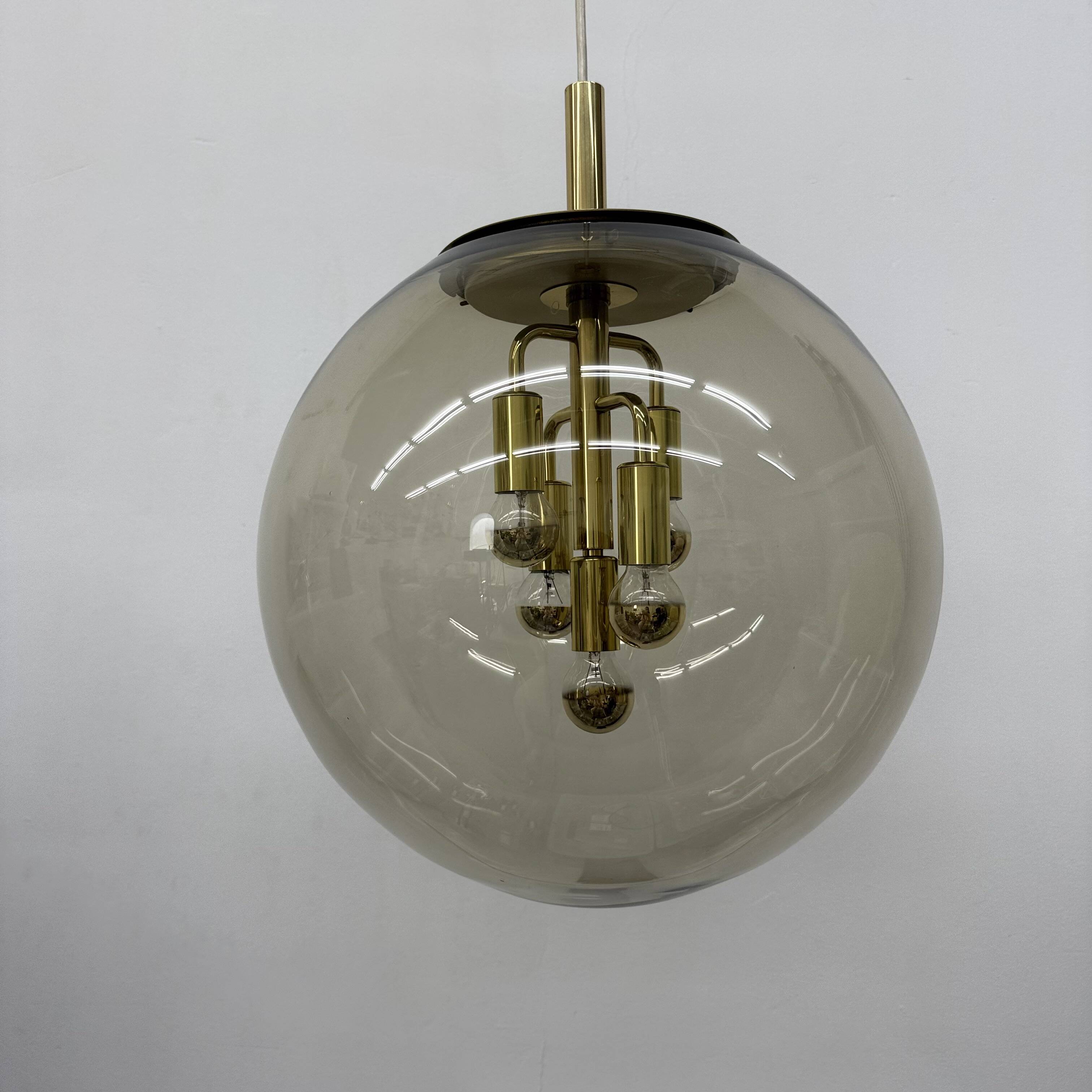 Doria Leuchten globe glass hanging lamp , 1970s