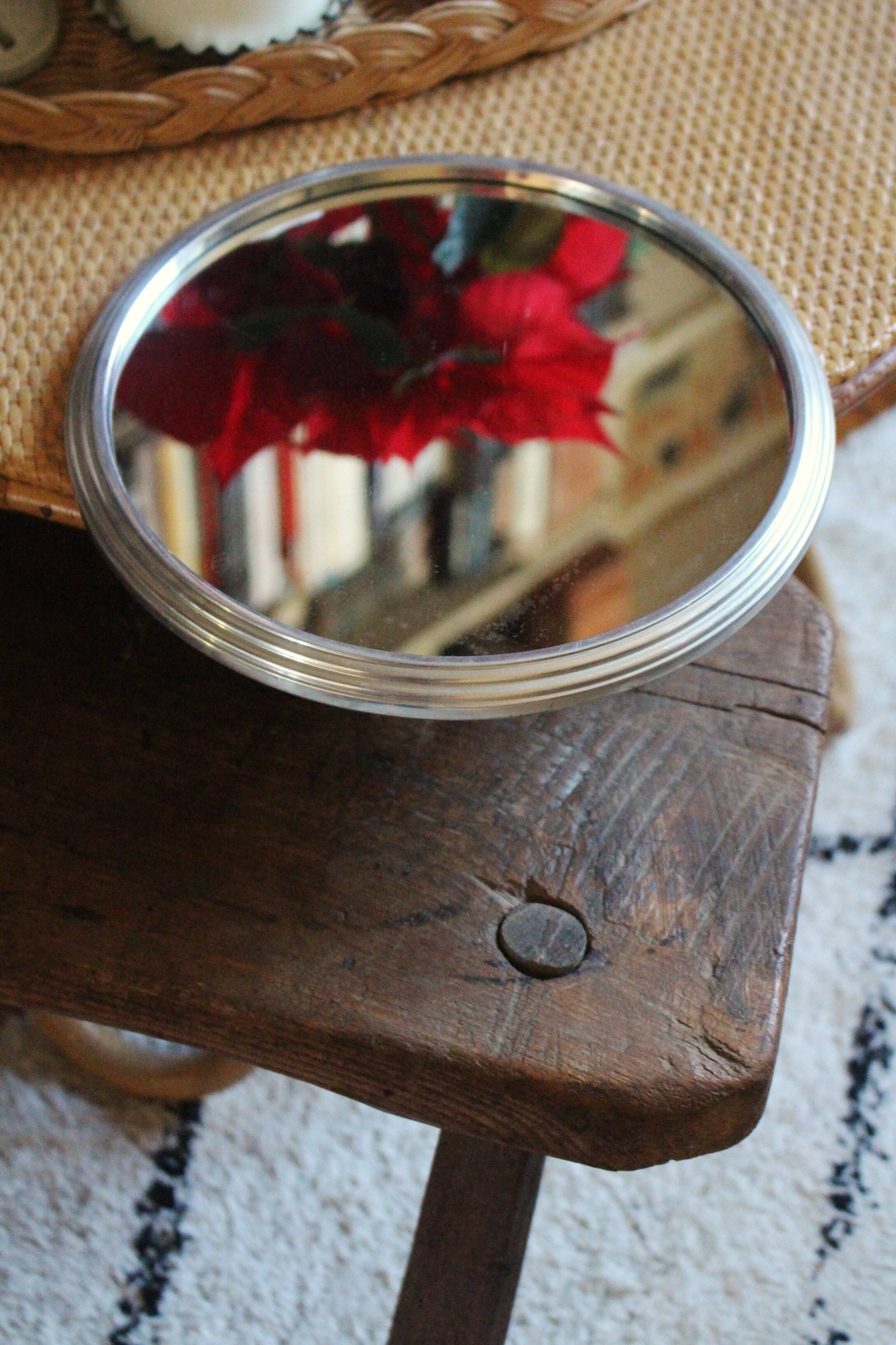 Plateau miroir rond en métal